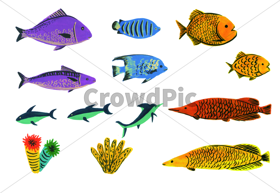 손그림,물감그림,watercolor,fish,물고기,handdrawing,말미잘,seaanemone,열대어,tropicalfish,animal,동물