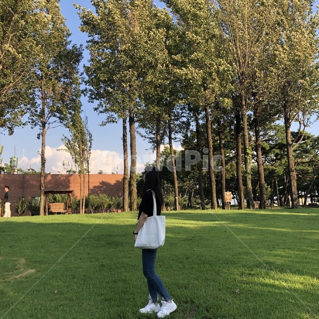 plant,식물,grass,person,human,인간,lawn,잔디,outdoors,옥외,park,공원,clothing,의류,apparel,의복,tree,나무,맑음,하늘,풍경,sky,선유도,선유도공원,사람,인물,여자