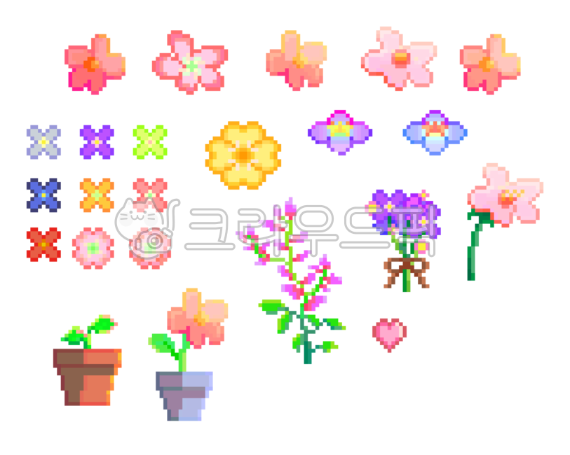 8 bit,Cherry Blossom,pixelart,flower painting,dot,retro,Good Note,sticker,flower,8bit,spring,diary,pot,flower illustration,pixel art,pixel