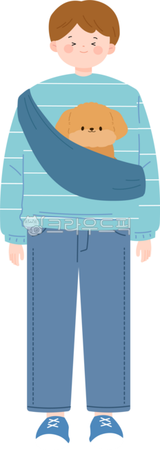 사람,가족,반려인,반려가족,반려견,애견인,1인가구,남자,남성,민트색옷,줄무늬옷,푸들,강아지,갈색강아지,청바지