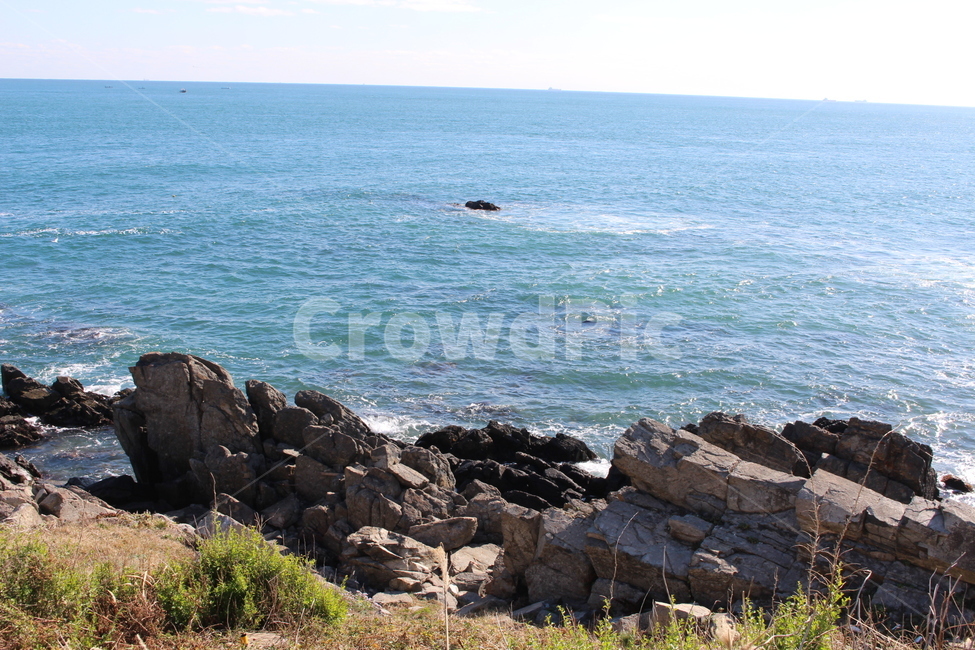 promontory,곶,rubble,파편,바다,풍경,자연