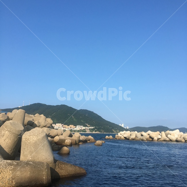 바다,방파제,파도,파랑,휴가,blue,sea,하늘
