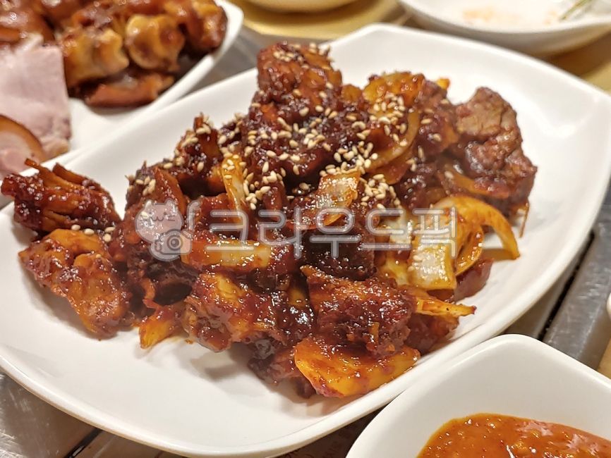 Pork feet,Pork trotter dish,spicy pigs feet,Seasoned Jokbal,Buljokbal