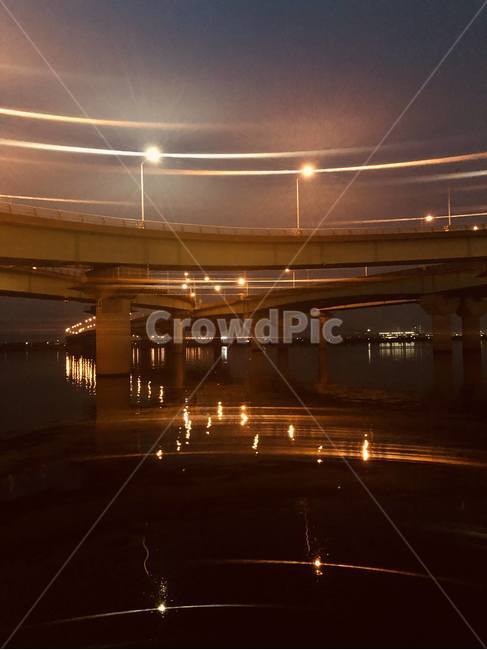 가로등,야경,일몰,강,sunset,river
