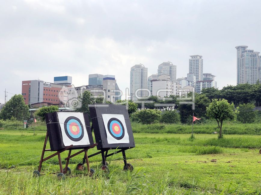 화살,과녁,과녁판,양궁,적중,활,스포츠,레저,운동,표적,표적판,양궁장,잔디,잔디밭,들판,하늘,구름,arrow,archery,hit,bow,sport,leisure,exercise,target,targetboard,archeryfield,grass,lawn,field,sky,cloud