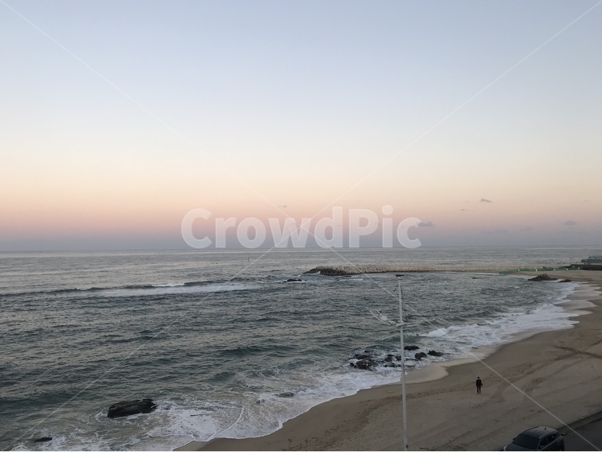 강릉,겨울바다,석양,노을,파스텔,바다,파도,물결,구름,자연,풍경,nature,landscape,ocean,대양,water,물,outdoors,옥외,sea