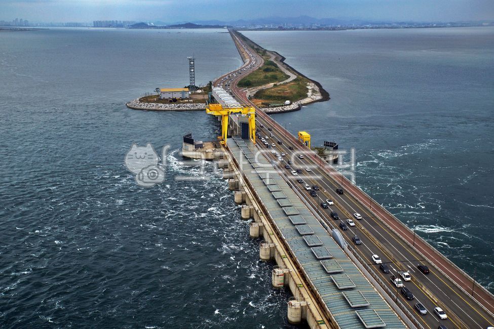 Sihwa Seawall,Sihwa Breakwater,ocean,tidal power generation,Sihwa Lake,Ansan city,west sea