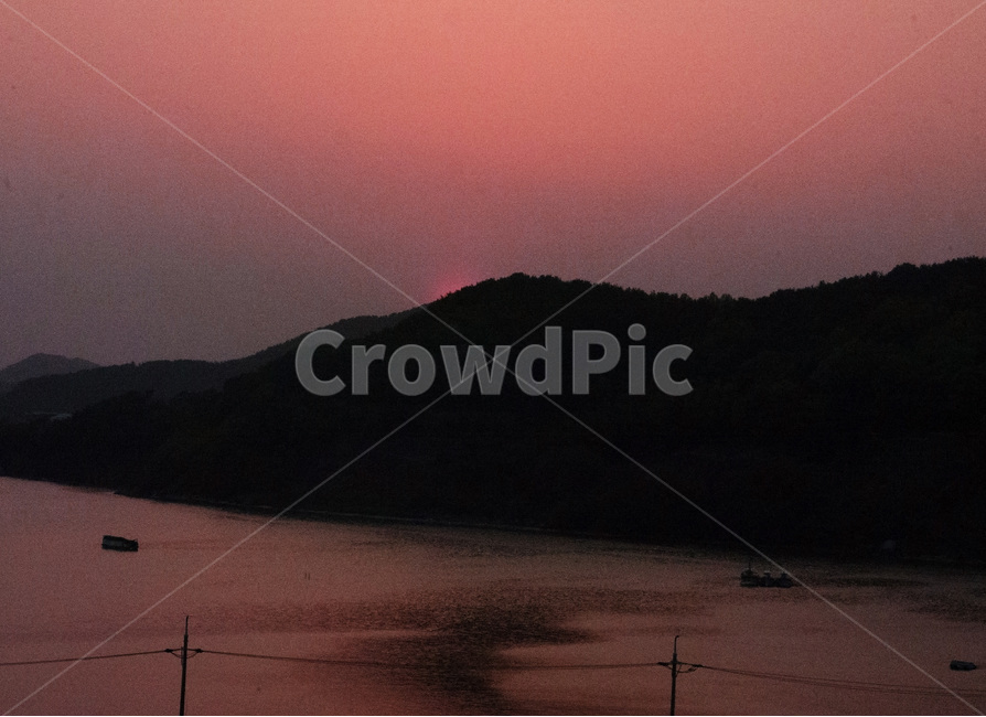 노을,저녁,산,바다,풍경,자연,풍경,nature,landscape,실루엣,그림자,silhouette,shadow,outdoors,옥외