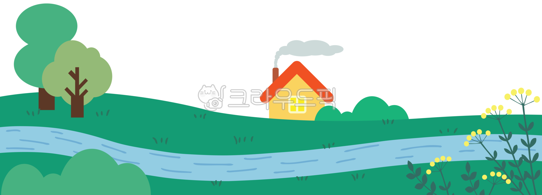 small river,Field,nature,tree background,river water,natural environment,tree,house,nature background