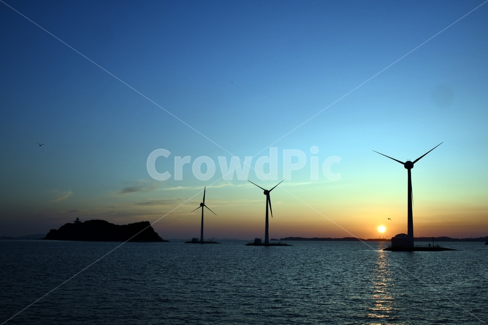 탄도항,풍력발전기,석양,노을,훙경,바다,에너지산업,energy industry,engine,엔진,motor,모터,machine,기계,turbine,터빈