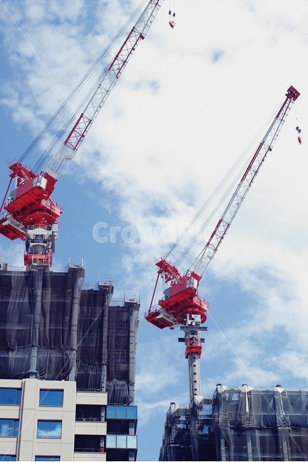 쌍둥이,크레인,공사,빌딩,building,twins,고층,고층빌딩,Construction,산업,industry,industrial,건설업,건축업,construction industry