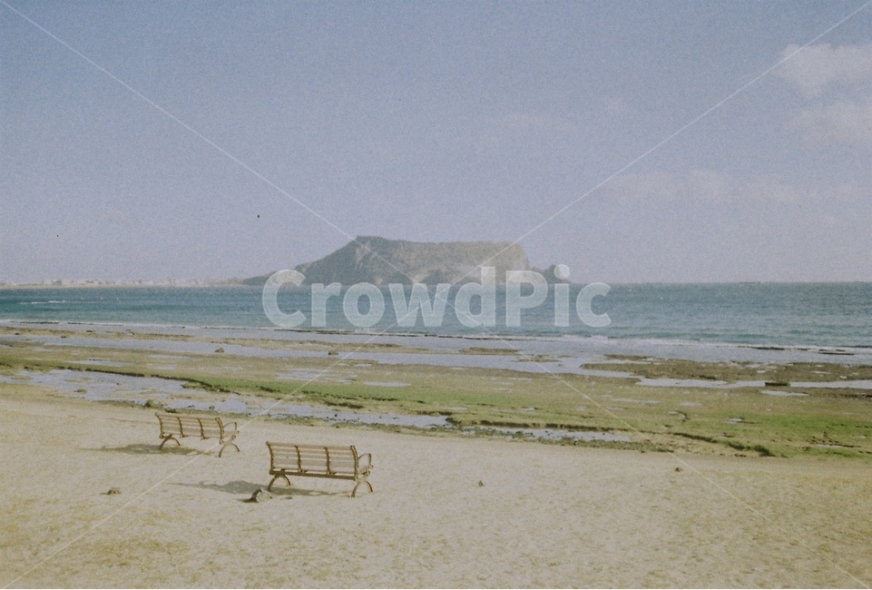 벤치,bench,성산일출봉,제주도,필름사진,바다,자연,land,제주도,jeju,jeju island
