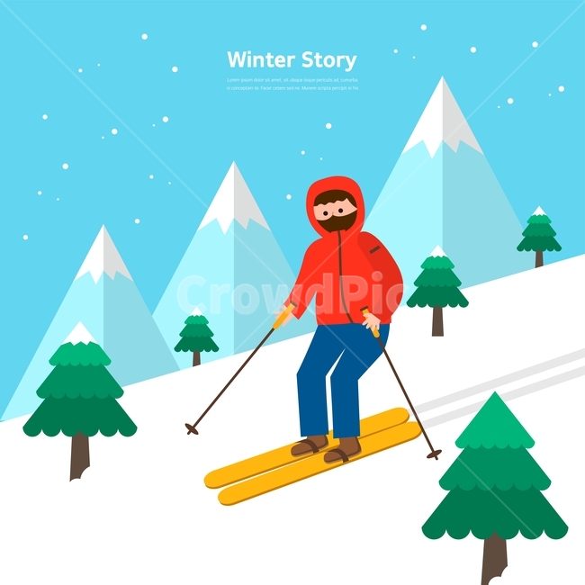 산,나무,스키,눈,겨울,겨울,계절,winter,season,스포츠,레저,운동,sports,leisure,exercise,그래픽,일러스트레이션,graphic,illustration