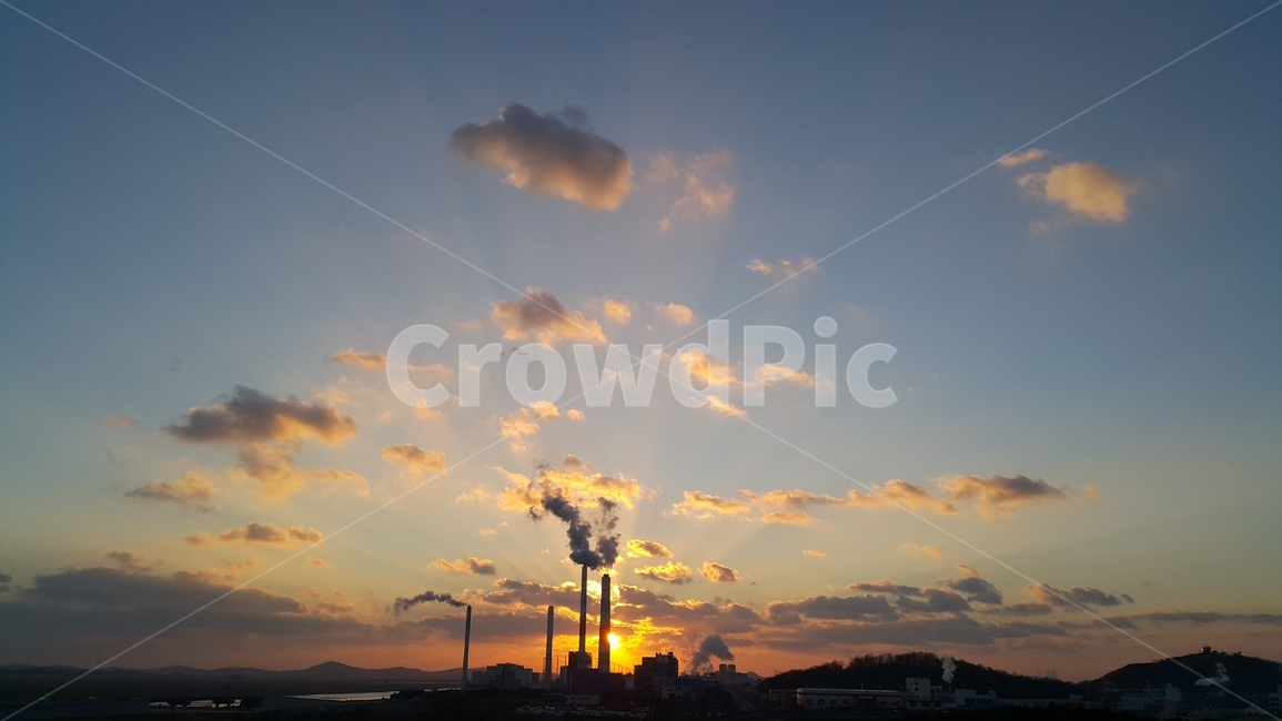 노을,하늘,구름,발전소,태양,서해,붉은,sun,sunset,cloud,sky,산업,industry,industrial