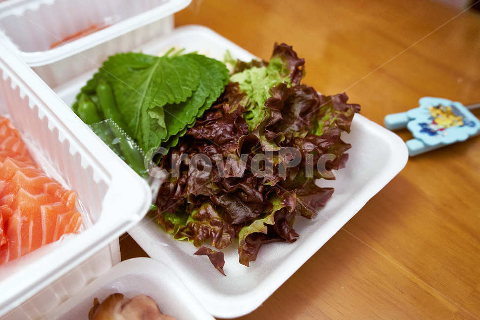 배달음식,상추,깻잎,쌈,야채