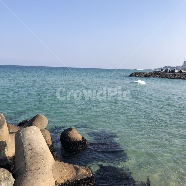 바다,사천해변,강원도,파도,하늘,자연