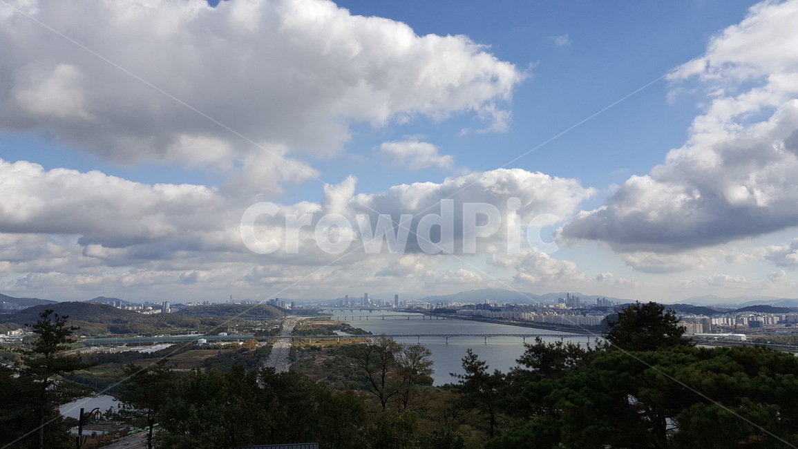 하늘,전망대,산,행주산성,구름,뭉게구름,맑은날,전망,풍경,자연,경치