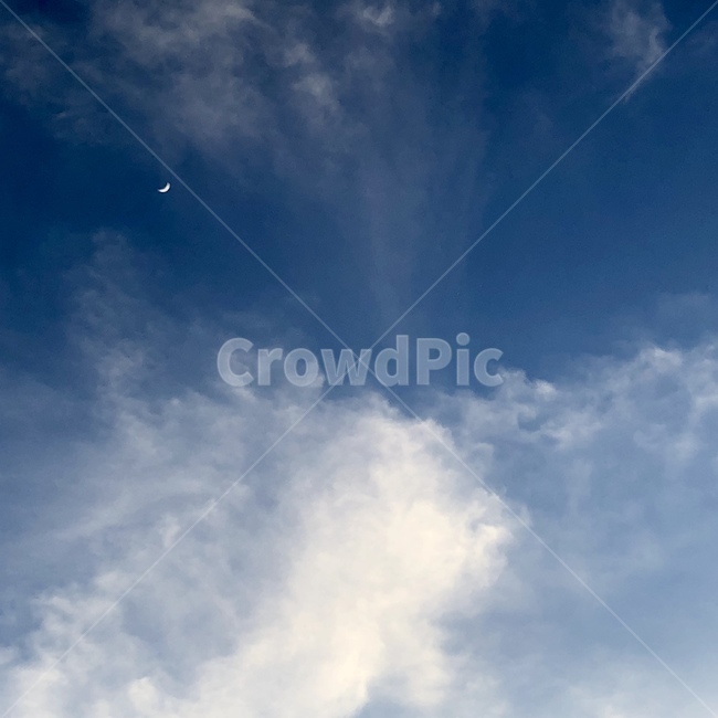 하늘,구름,초승달,달,sky,moon,자연,풍경,nature,landscape,outdoors,옥외,azure sky,푸른 하늘