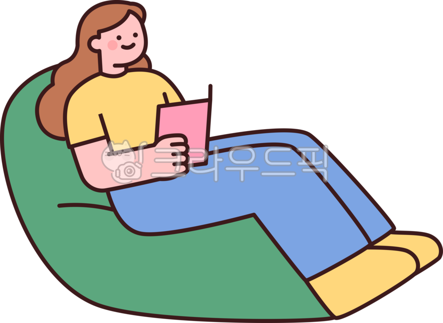 outline,cute,simple,plain,illustration,reading,book,read,library,knowledge,bookstore,education,people,beanbag,comfortable,lie down,sit,cushion