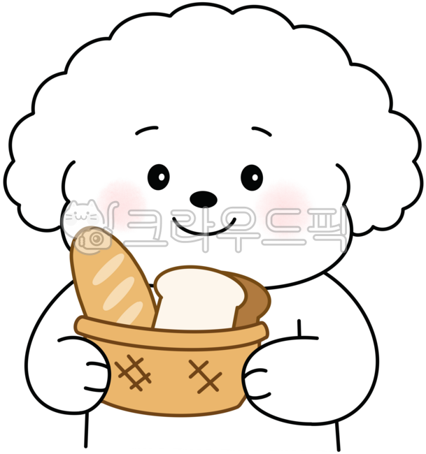Character illustration,cute character,puppy character,puppy illustration,doggy,bakery,bread,loaf bread,baguette,bread basket,food illustration,bakery illustration,sentimental character