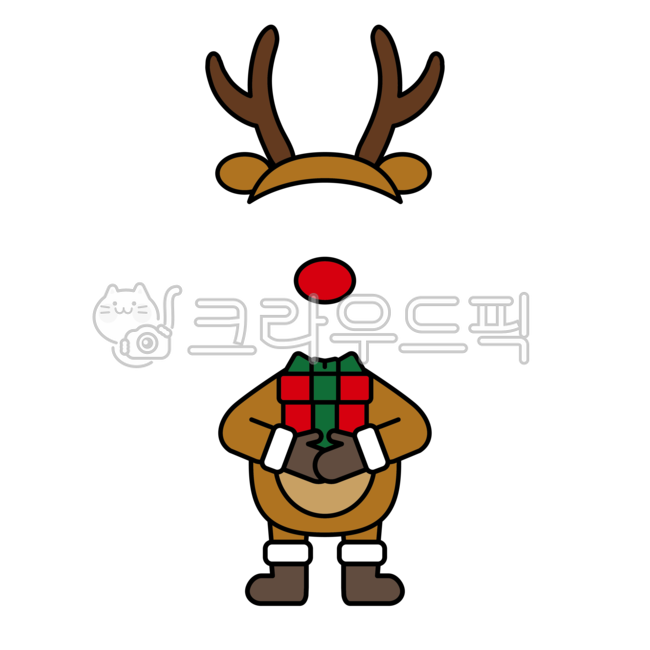 루돌프,캐릭터,합성,크리스마스,성탄절,산타클로스,귀여운,선물,겨울,어린이집,유치원,아이