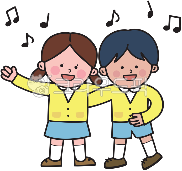 유치원,어린이집,유치원일러스트,어린이집이러스트,학교일러스트,초등학교,초등학생,어린이,남자아이,남자어린이,남학생,여자어린이,여자아이,여학생,여아,남아,음학,노래,노래부르기,어깨동무,친구,음악시간,음표,원복,교복,학생