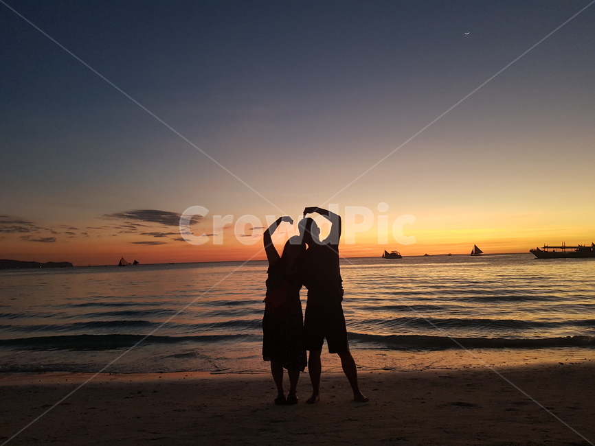 해변,바다,sunset,노을,선셋,비치,beach,부부,신혼,동남아,날씨,건기,저녁,heart,바닷가,하트,사랑,애정,태국,필리핀,베트남,보라카이,허니문