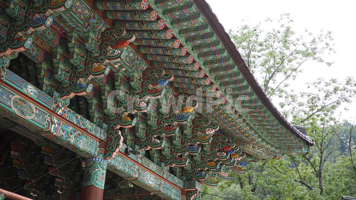 전통적인,패턴,단청문양,절,처마