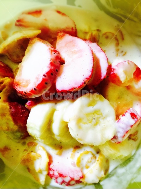 요거트,딸기,바나나,음식,banana,strawberry