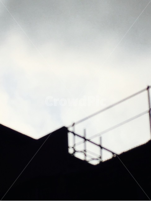 수묵화,건물,난간,회색,building,gray