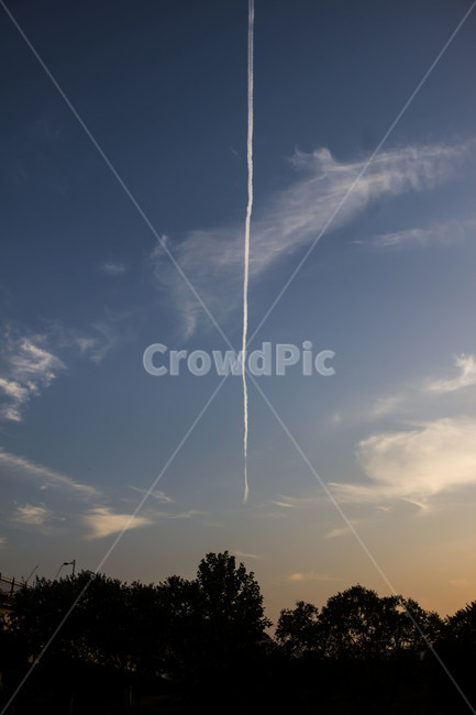 노을,sunset,비행운,구름,cloud,contrail