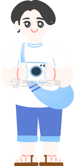사람,남자,카메라,관광객,가방,흰티,청바지,슬리퍼