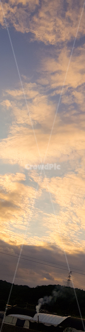 하늘,여름,구름,노을,sky,summer,cloud,sunset,landscape,시골,country,굴뚝,연기,peaceful
