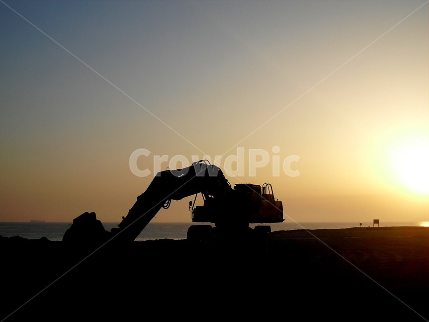 공사,현장,중장비,포크레인,실루엣,실루엣,그림자,silhouette,shadow,산업,industry,industrial,건설업,건축업,construction industry