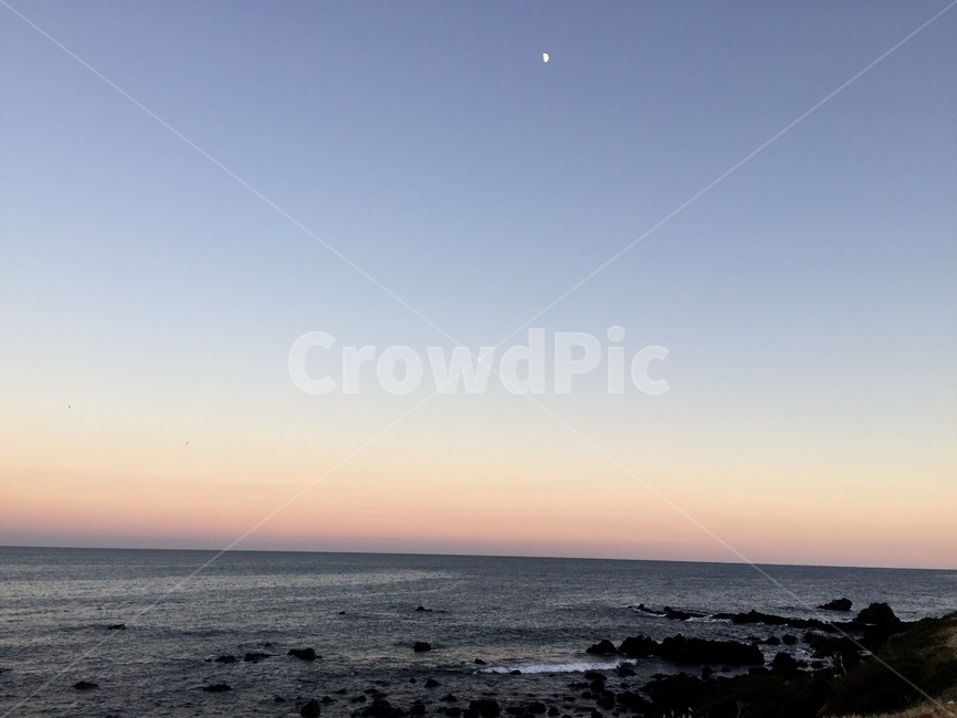 바다,달,일몰,제주도,자연,해안선,바위,몽돌,파도,ocean,sea