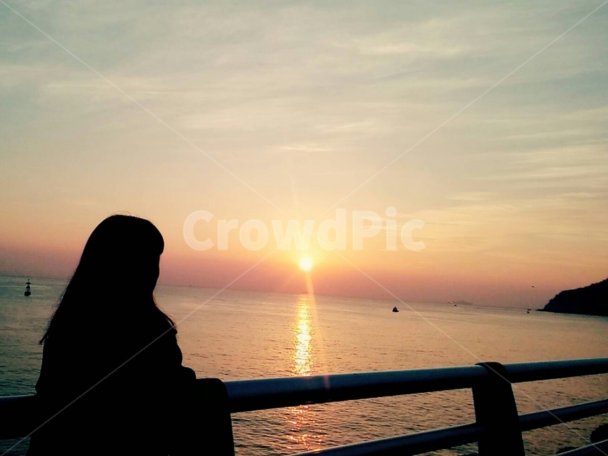 부산,태종대,사람,일출,바다,뒷모습,추억,풍경