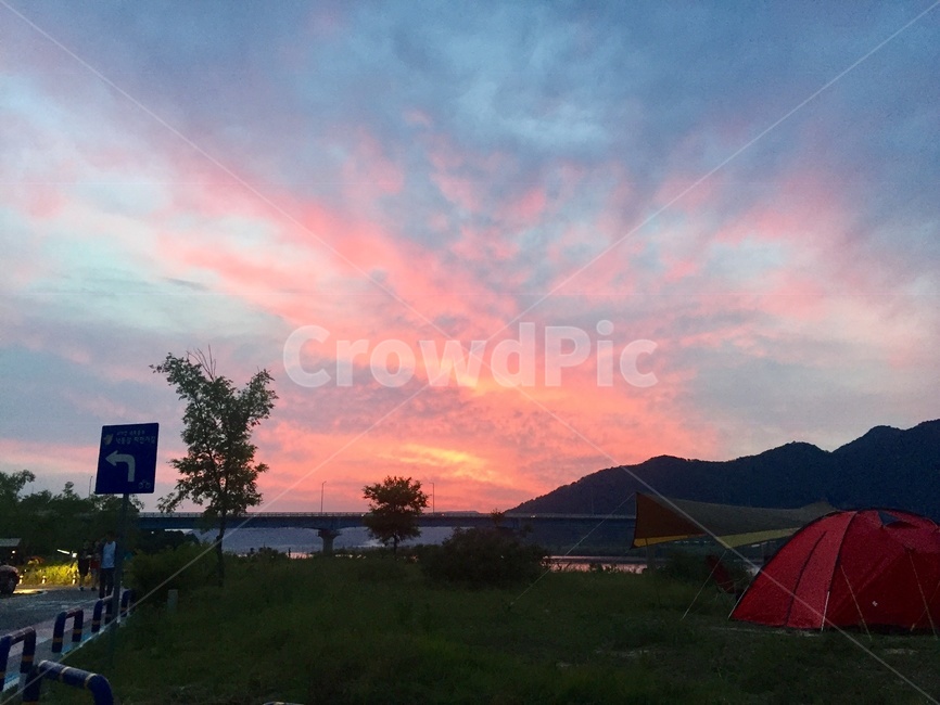 캠핑,산책,생태공원,노을,하늘