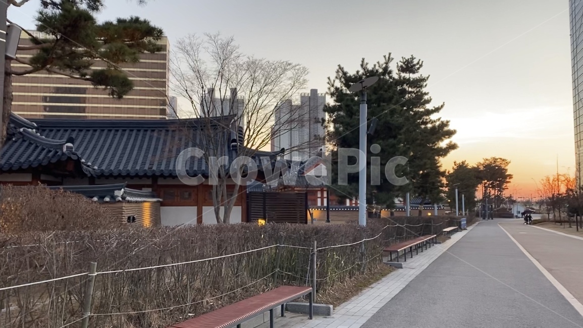 노을,공원,한옥,한옥마을,해,오후,햇살,sunset,korea,한국