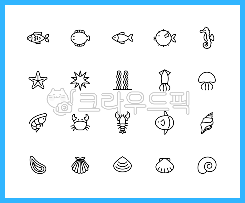 해산물, icon, 아이콘, 가자미, 어류, 사진,이미지,일러스트,캘리그라피 - 프레즌트작가