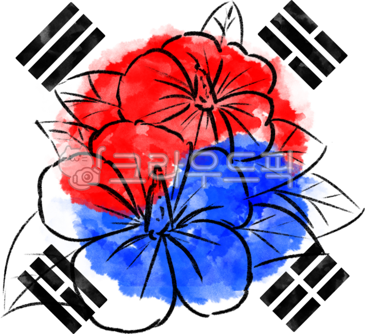 Samiljeol,Taegeukgi,Independence,Taegeukgi drawing,Rose of Sharon,Samiljeol Rose of Sharon,Samiljeol Taegeukgi,Taegeuk,Taegeukgi Rose of Sharon,Rose of Sharon flower,Flower,Hibiscus,National flower,Declaration of Independence,National Day,L
