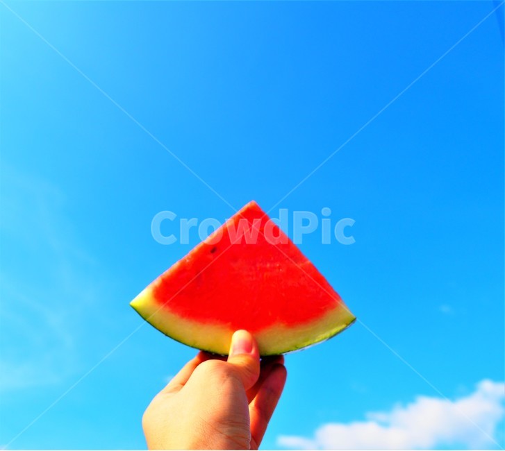 수박,하늘,빨간수박,풍경,과일