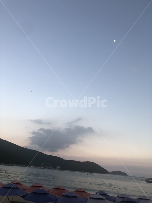 하늘,밤하늘,노을,해질녘,달,자연