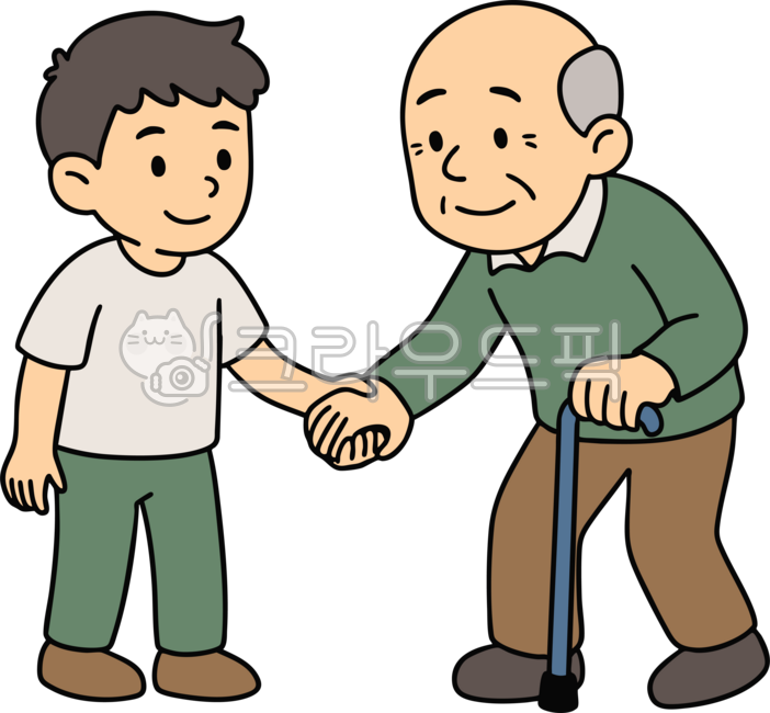 손잡은모습,부축하는모습,할아버지,손자,할아버지와손자,할아버지캐릭터,부축하는포즈,손잡은포즈,노인공경,어르신공경,어르신캐릭터,노인캐릭터,시니어캐릭터,할아버지부축하는모습