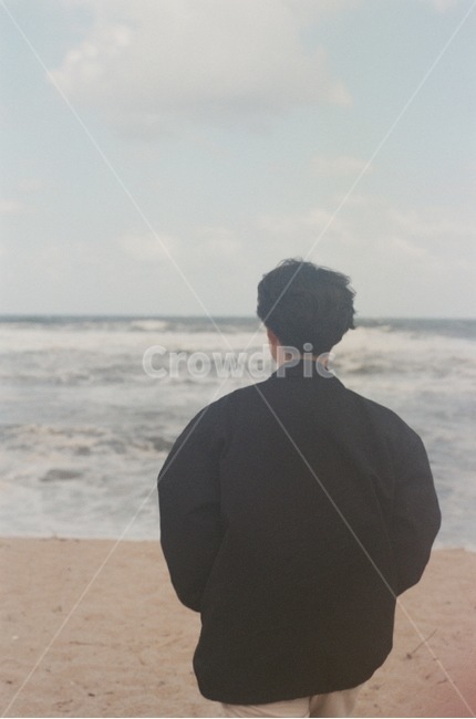 의류,사람,뒷모습,바다,파도,사람,인물,인간,human,person