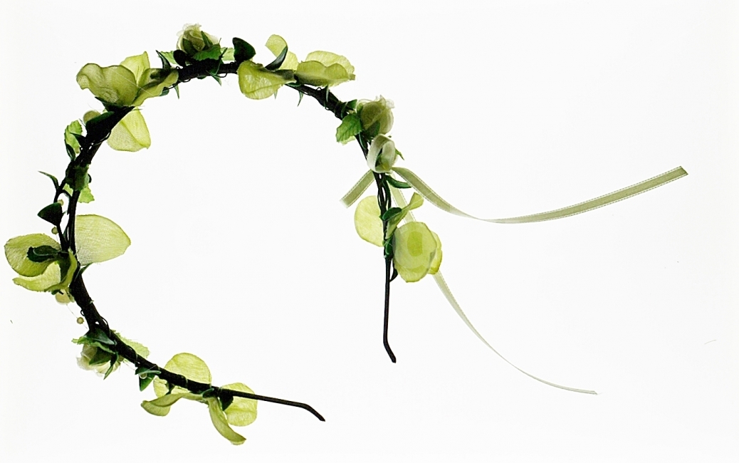 Ribbon Craft,leaves,corolla,green headband,hair band,Harmony,artificial flower headband,flower headband,hair tie,handmade,handicraft