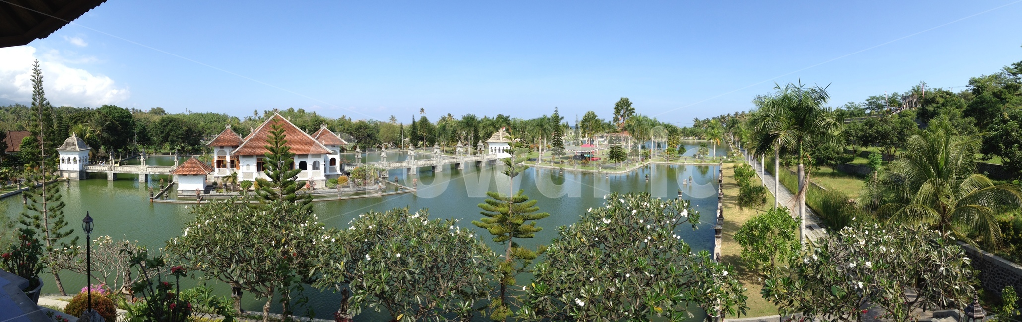 palace,ancientarchitecture,redhouse,Bali,ancient architecture,red tile,nature,tree,water palace,water,Karang Asem,outdoors,plant,red house,Karangasem,bridge,Indonesia