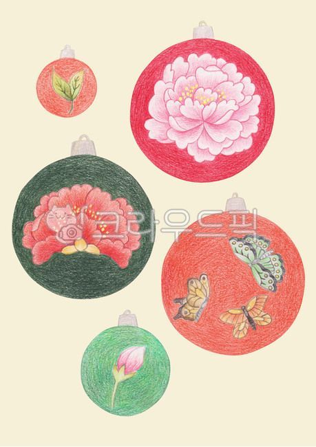 Christmas,decorative ball,Colorful,Tradition,Colored Pencil,Cartoon,Vintage,Korean Tradition,ball,newyear,New Year,New Years Card,butterfly,decoration,Chuseok,Handmade,Korea,Lunar New Year,Daeboreum,Background,peony flower,korean,Full Moon of the New Year