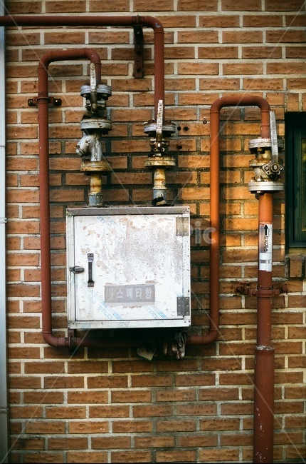 벽돌,가스미터,배관,필름사진,도시가스