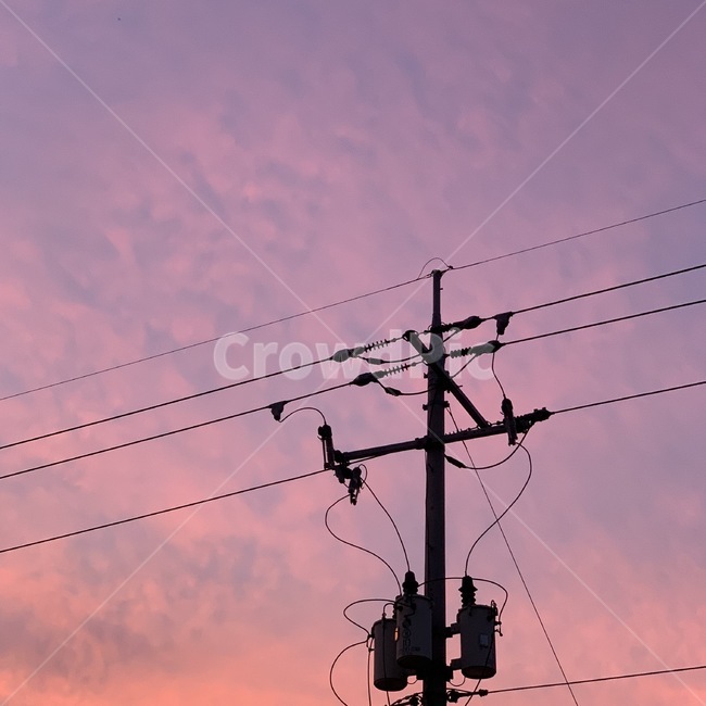 노을,저녁,전봇대,하늘,빨강,utilitypole,전신주