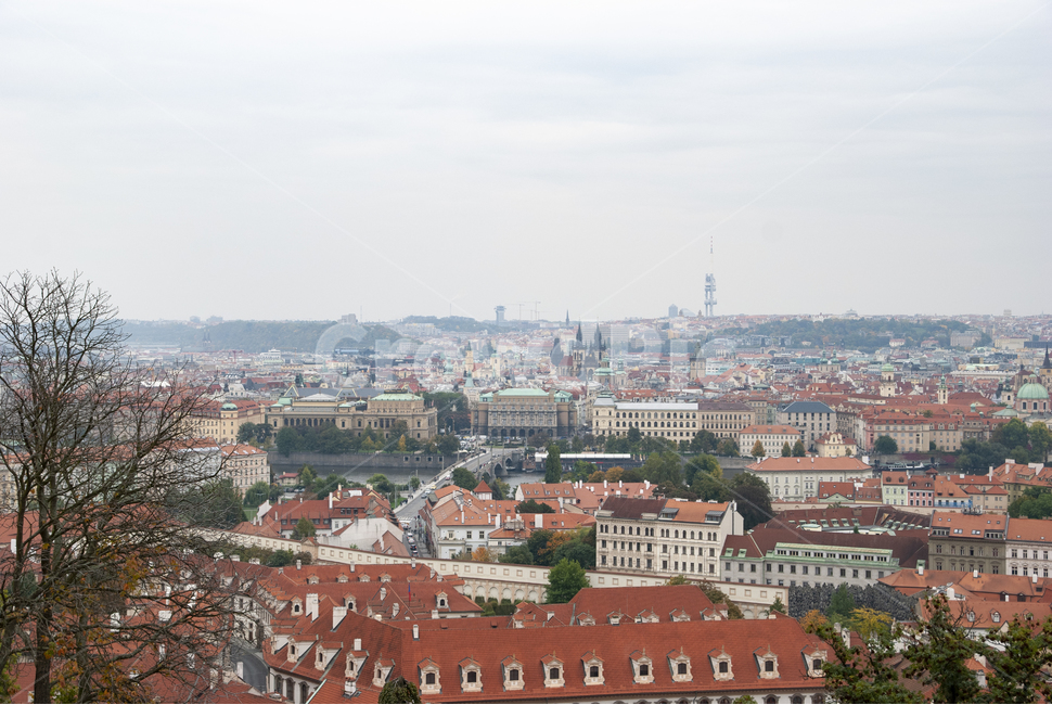 프라하,전경,빨간지붕,프라하시내,체코,praha,prague,흐린날